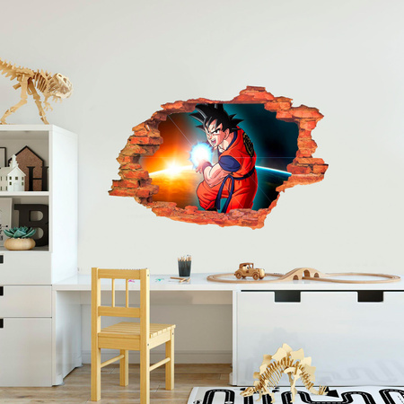 Naklejka na ścianę 3D DRAGON BALL Goku Kamehameha w kosmosie 90 cm na 60 cm