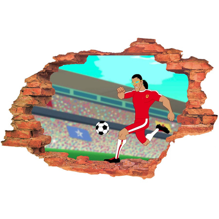 Naklejka na ścianę 3D SUPA STRIKAS El Matador biegnie z piłką 90 cm na 60 cm