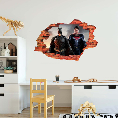 Naklejka na ścianę 3D SUPERMAN i Batman 90 cm na 60 cm