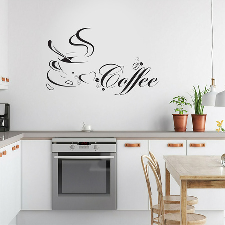 Naklejka na ścianę Do Kuchni Filiżanka kawy napis coffee 75 cm na 45 cm